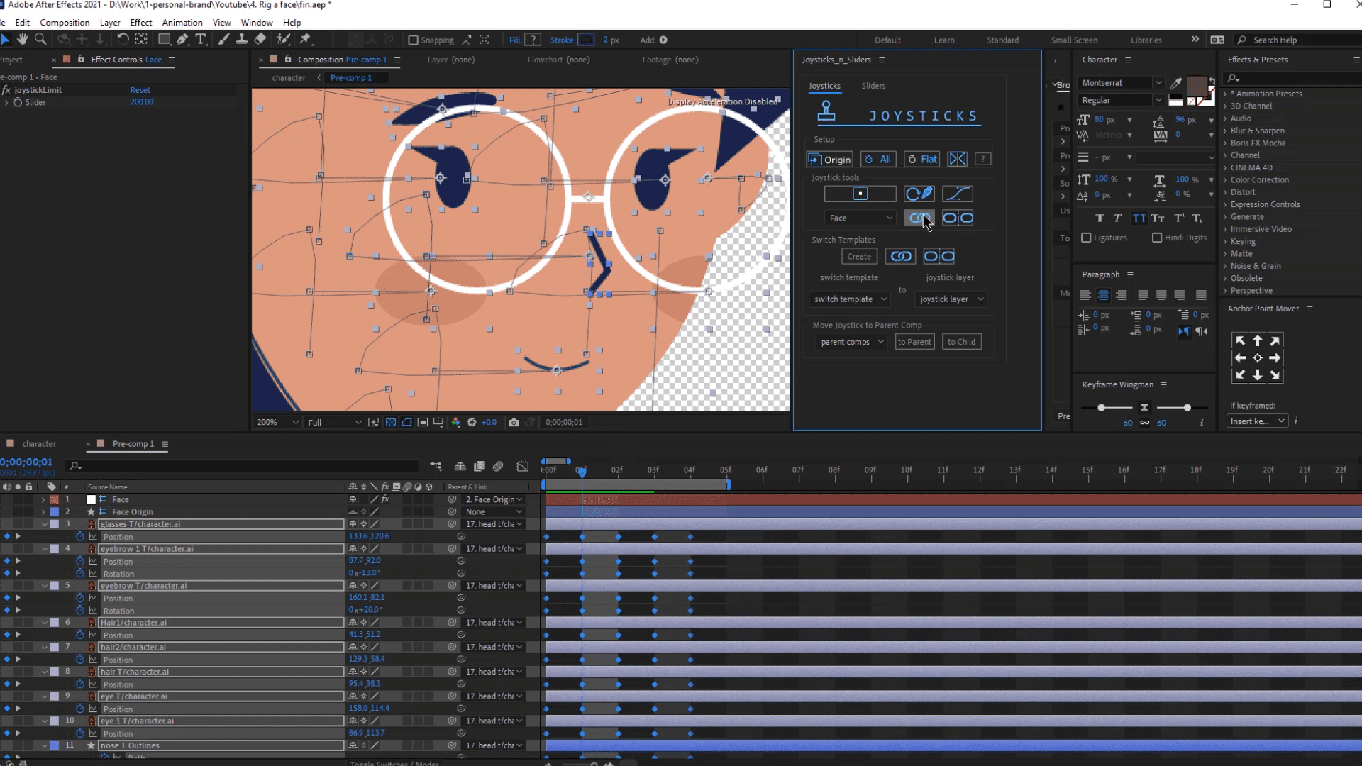 Face rig with Joysticks and Sliders (Free Template) - Kashu